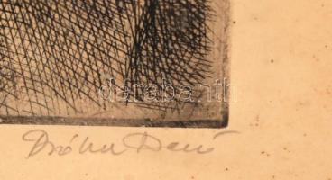 Bóka Dezső (1935 -): Bánki Donát. Rézkarc, papír, jelzett, sérült keretben, 27×21 cm