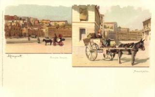 Naples, Napoli; Santa Lucia, Macchietta, Meissner & Buch Napoli Serie 1085. litho s: A. Prosdocimi F.