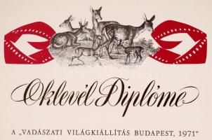 1971 Bp., A Vadászati világkiállítás keretében megrendezett Nemzetközi Természetfilm Fesztiválon kia...