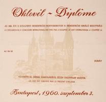 1958, 1960 Bp., Nemzetközi borverseny alkalmából kiadott kitöltetlen oklevél, 2 db
