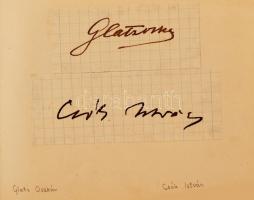 Petrich Kató (Petneki Jenőné) festőművész (1908-1987) aláírásgyűjteménye. 48 színész, politikus és m...