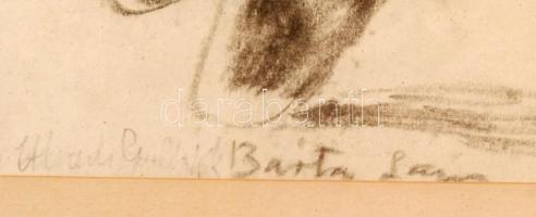 Barta Lajos(1899-1986): Csavarodó forma. Ceruza, papír, jelzett, üvegezett keretben, 16x12 cm