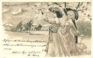 Romantic ladies, Emb. litho (Rb)