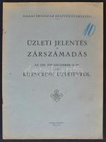 1921 Hazai Erdőipar Részvénytársaság üzleti jelentés és zárszámadás az 1920 évi december 31.-ig terjedő kilencedik üzletévről, pp.:20, 30x22cm