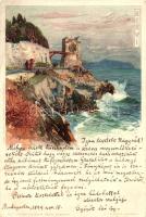 1899 Nervi, gate, Cartolina Postali Artistiche di Velten No. 208. litho s: Manuel Wielandt (EK)