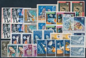 Space Research 33 stamps with sets and pairs, Űrkutatás motívum 33 db bélyeg, közte teljes sorok és párok