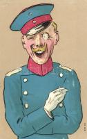 German military officer, caricature, humour, litho (b)