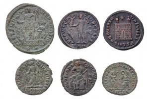 6db-os vegyes római rézpénz tétel, közte Róma / Constans 348-350. Maiorina Cu (4,04g), Siscia / Vale...