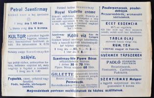 1919 Szentirmay Gyula, Royal drogeria, Bp., Erzsébet-körút 37. fejléces levél, verzón reklámokkal, 23x14cm