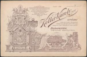 cca 1880 Koller műterem keményhátú műtermi fotója, királyi látogatást ábrázoló rajzos verzóval, 17x11 cm