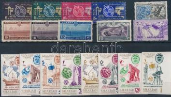 Arab countries Telecommunication 1938-1965 18 stamps, Arab országok Telekommunikáció 1938-1965 18 klf bélyeg közte  sorok, egyik vágott