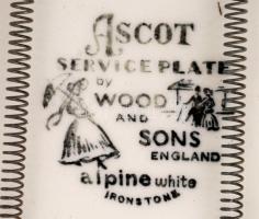 Ascot Service Plate By Wood & Sons England falitányér, kisvárosi hangulat képpel, levonóképes, r...