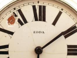 Edda márkájú, fém zsebóra, másodperc mutatóval, működő szerkezettel, repedt porcelán számlappal, hoz...