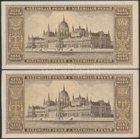 1946. 100.000.000P (4x) párban sorszámkövetők T:I,I-
