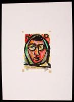 Cs. Németh Miklós (1934-2012): Önarckép? Akvarell, papír, jelzett, 13×10 cm