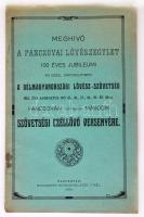 1913 Meghívó a pancsovai lövészegylet 100 éves jubileumi szövetségi czéllövő versenyére. Háromnyelvű (magyar, német, szerb) kiadvány. Pancsova, 1913. Wittigschlager. 15 l. 31 l. Fűzve, kiadói borítékban.