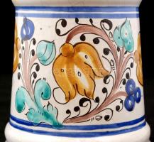 Ón fedeles sörös korsó, kézzel festett, jelzés nélkül, hibátlan, m:17 cm