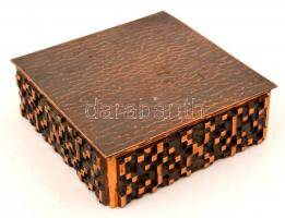 Iparművészeti Vállalatos réz doboz, jelzett, 14×14 cm