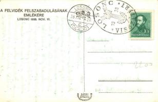 1938 Losonc, Lucenec; bevonulás, magyar katona lovon, ünneplő tömeg / entry of the Hungarian troops,...