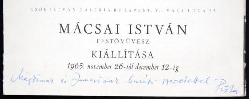 Mácsai István festőművész kiállítása a Képcsarnokban. Kiállítási katalógus, a művész dedikációjával!...