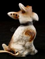 Német, porcelán, kutyát formázó asztali lámpa / Chinaware lamp in a shape of a dog 17 cm