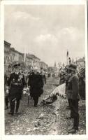 Szászrégen, Reghin; bevonulás, Horthy Miklós kormányzó / entry of the Hungarian troops, 'Szászrégen visszatért' So. Stpl. (EB)