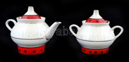 Szovjet porcelán (Minszk Porcelángyár), két személyes teás készlet, jelzett, hibátlan