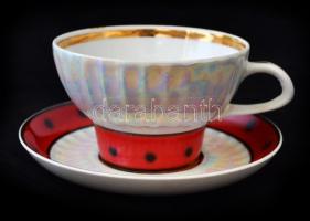 Szovjet porcelán (Minszk Porcelángyár), két személyes teás készlet, jelzett, hibátlan