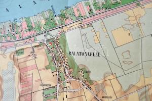 1928 Balatonlelle térkép, M. Kir. Állami Térképészet, Magyar Fürdőtérképek, 41x52cm