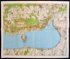 1939 Balaton térkép 2db egymással érintkező térkép, 1:50,000, hajtogatva, jó állapotban, 63x88cm