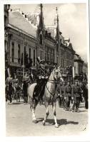 1940 Szatmárnémeti, Satu Mare; bevonulás, Horthy Miklós / entry of the Hungarian troops, 'Szatmárnémeti visszatért' So. Stpl.