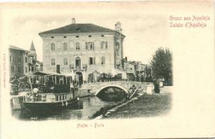 Aquileia; Porto / port, ship, coffe shop with restaurant (EK)