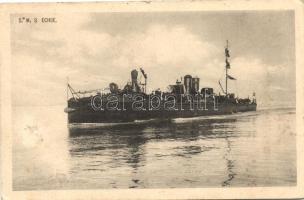 SMS Echse, Austrian flag on the backside, litho (EK)