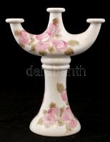 Wallendorf kézzel festett, szignált virágos porcelán gyertyatartó. Nagyméretű. Hibátlan, jelzett / Wallendorf hand painted, signed candle holder 32 cm