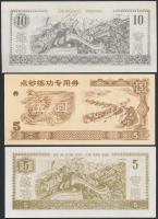 Kína 5db tréning- és fantázia bankjegy T:I,I-
China 5pcs of training and fantasy banknotes C:UNC,AU