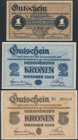 Ausztria / Kleinmünchen hadifogolytábor 1915. 1K + 2K + 5K T:I,I- Austria / Kleinmünchen POW camp 1915. 1 Krone + 2 Kronen + 5 Kronen C:UNC,AU