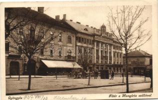 Gyöngyös, Főtér a Hungária szállóval, Korzó kávéház (EK)