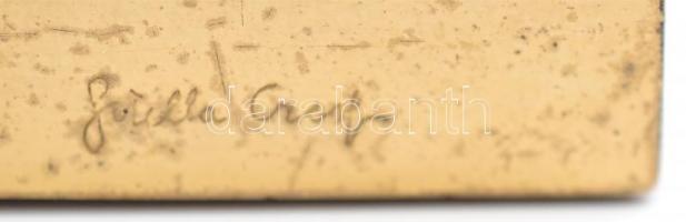 Jelzett (Failla) réz keretben parafa kéreg, 9×9 cm