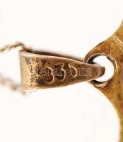 Dublé lánc arnyozott ezüst medállal, benne kővel / Silver broche with bijou chain