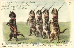 Cat soldiers, litho (cut)