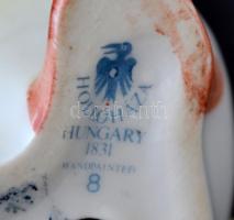 Hollóházi porcelán libák, 2 db(egyik restaurált) + Hollóházi porcelán hal, jelzettek, m: 7,5 cm