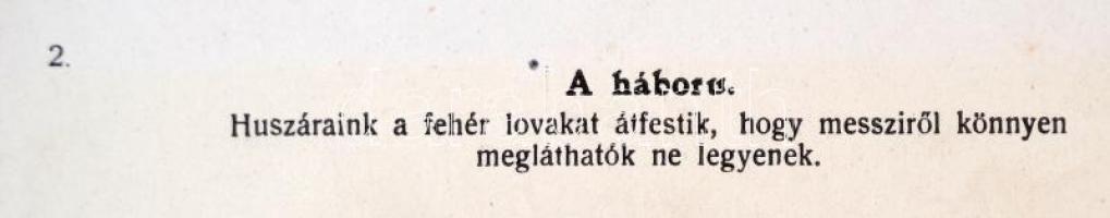 cca 1914-1918 A háború. Huszáraink a fehér lovakat átfestik, hogy messziről könnyen megláthatók ne l...