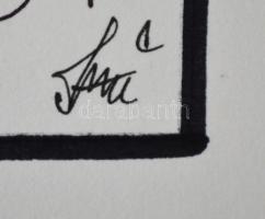 Szász jelzéssel: Arcok. Tus, papír, 9×9 cm