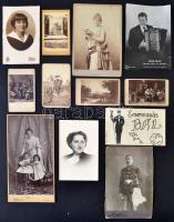 cca 1880-1940 Vegyes fotó tétel, benne keményhátú kabinetfotók, militária, stb