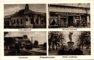 Kiskundorozsma, Takarékpénztár, Brunner üzletház, utca, Hősök emlékműve, Hangya