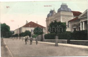 Igló, Iglau, Spisská Nová Ves; Iskola utca, zsinagóga, kiadja Dörner Gyula / street, synagogue