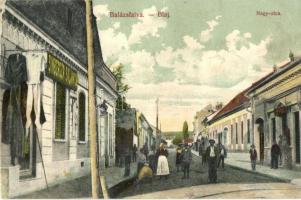Balázsfalva, Blaj; Nagy utca, Sinberger Kalamon divatüzlete / street, shops (fa)