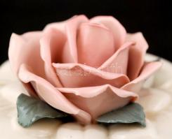 Ens rózsás ékszertartó, kézzel festett, jelzett, hibátlan m:7,5 cm