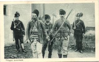 'Elfogott komitácsik', szerb szabadcsapatok katonái, csendőrök / 'Captured Komitácsi', Serbian irregular soldiers, gendarme (EK)