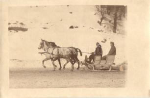 Máriavölgy, Lovasszán magyar katonákkal / sleigh with Hungarian soldiers, photo